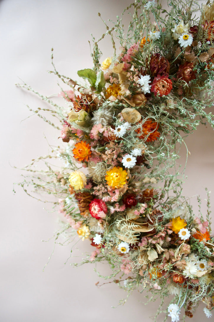 Warm Wildflower | Medium Handcrafted Dried Floral Wreath